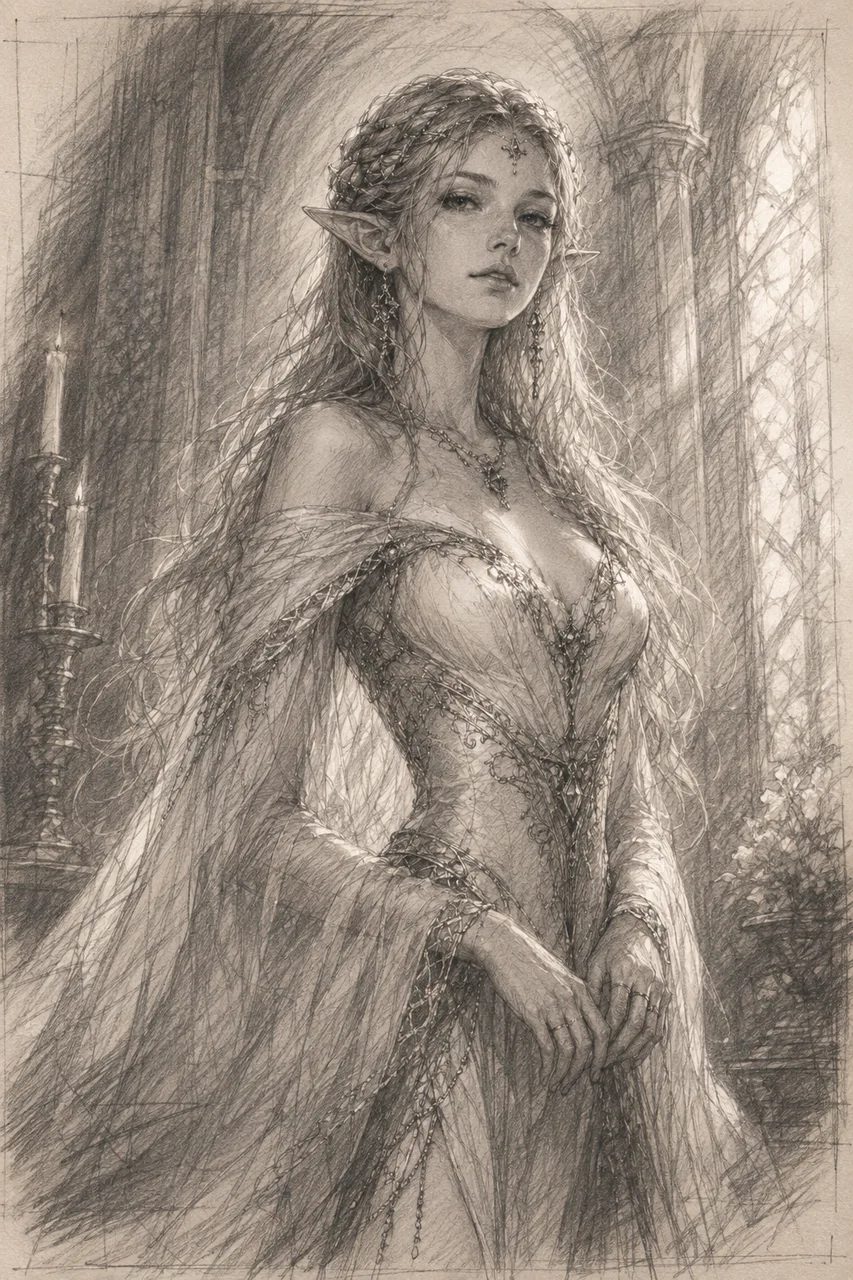 pencil & charcoal — art style reference